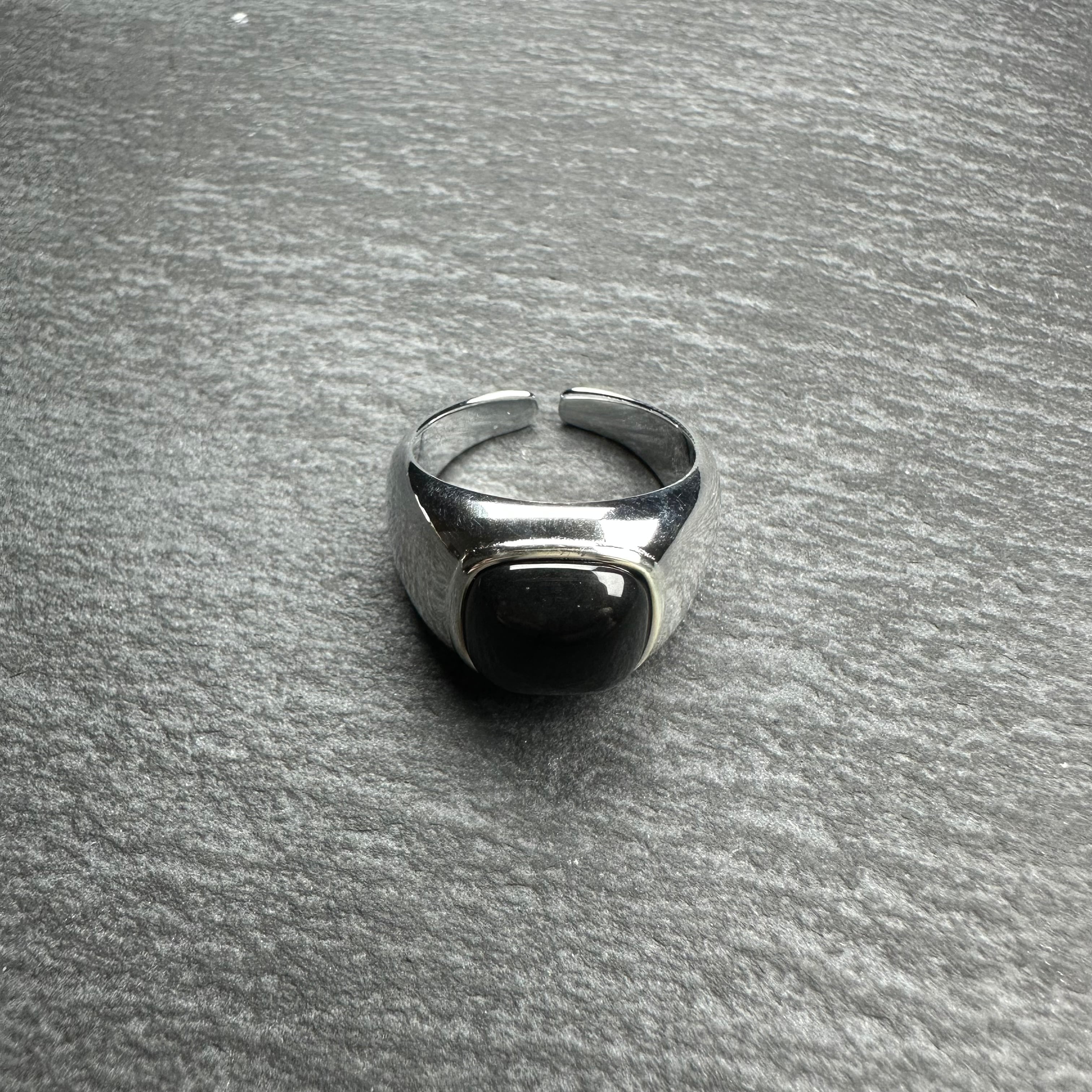 シルバー925 silver オニキスデザインリング/軽研磨仕上げ