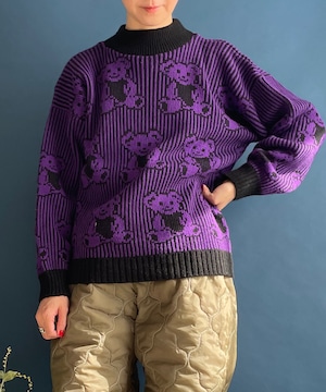 【送料無料】purple bear knit MADE IN USA