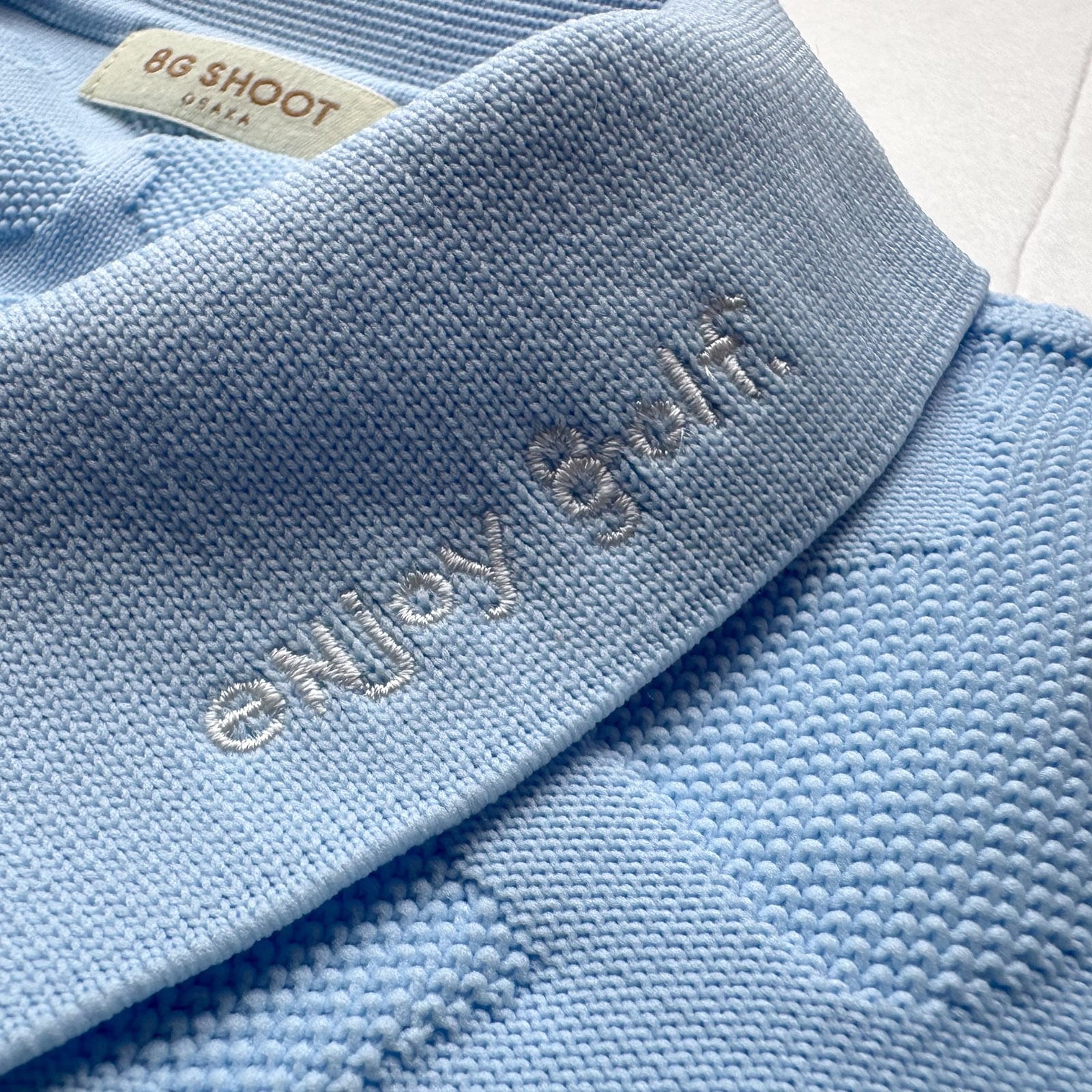 LOGO JACQUARD KNIT POLO -LIGHT BLUE- | 8G SHOOT WEBSTORE