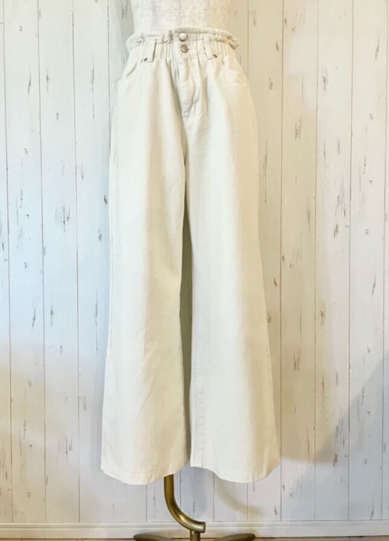 ルスポレ　シャーリングホワイトデニムパンツ　25316097