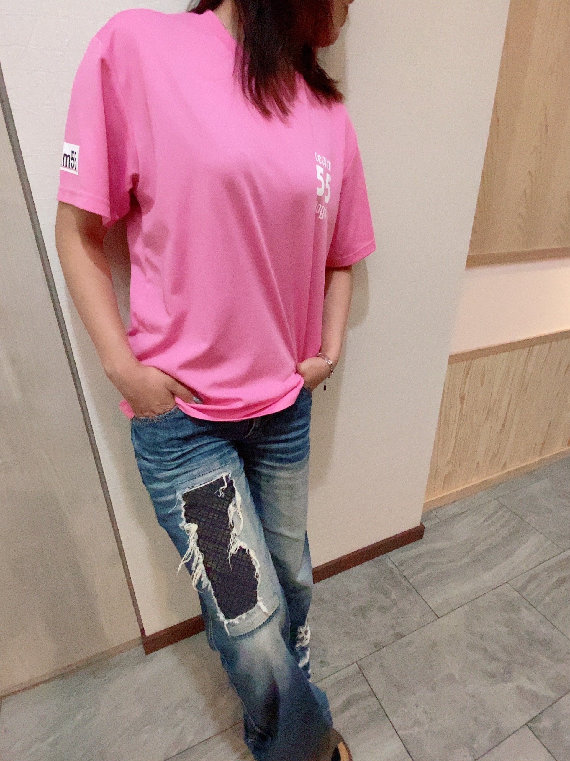 限界フル回転300回記念値下げ中】55Tシャツ（ピンク／M～2XLサイズ