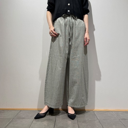 スラブグレンチェックバレルパンツ