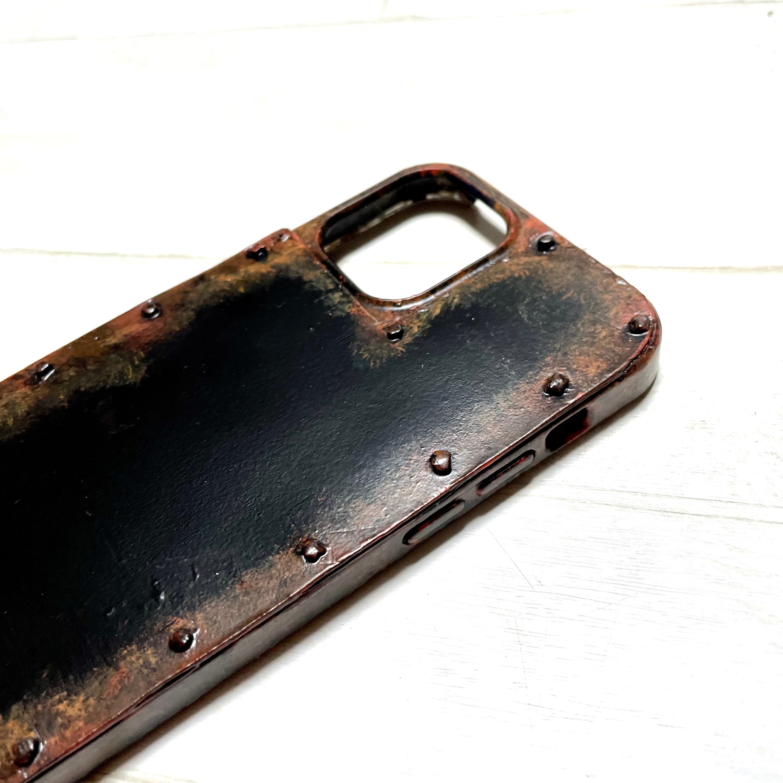 【完成オリジナルオーダー】サビ塗装メタルプレートスマホケース各機種で製作 4719cf44460792fe480132da86dbad