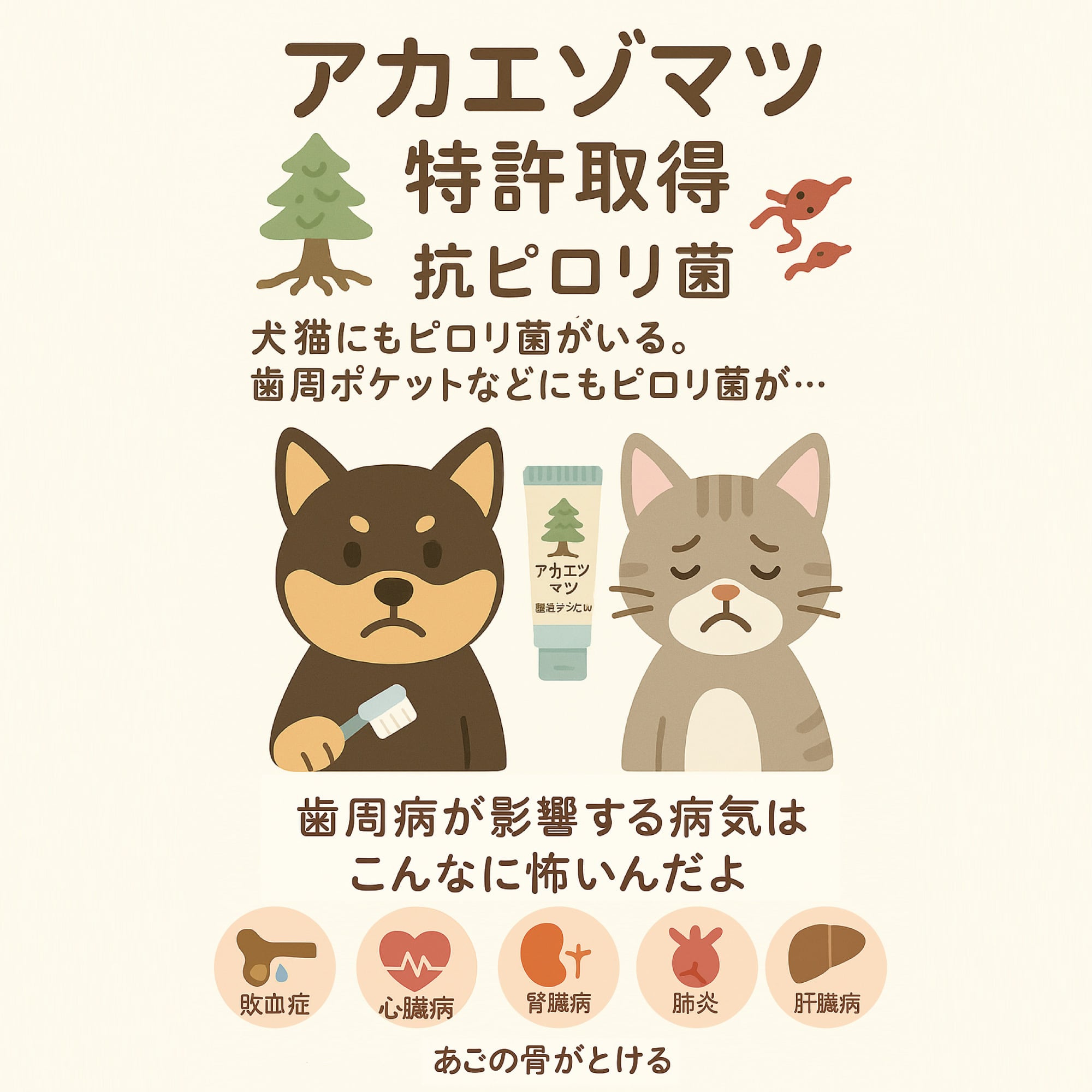 犬・猫用】大学との共同研究開発【歯周菌ケア】アカエゾマツ歯磨き