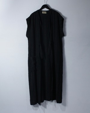 【Caka BLACK】80's Stripe Pattern Euro Vintage No Sleeve Knit Long Gown