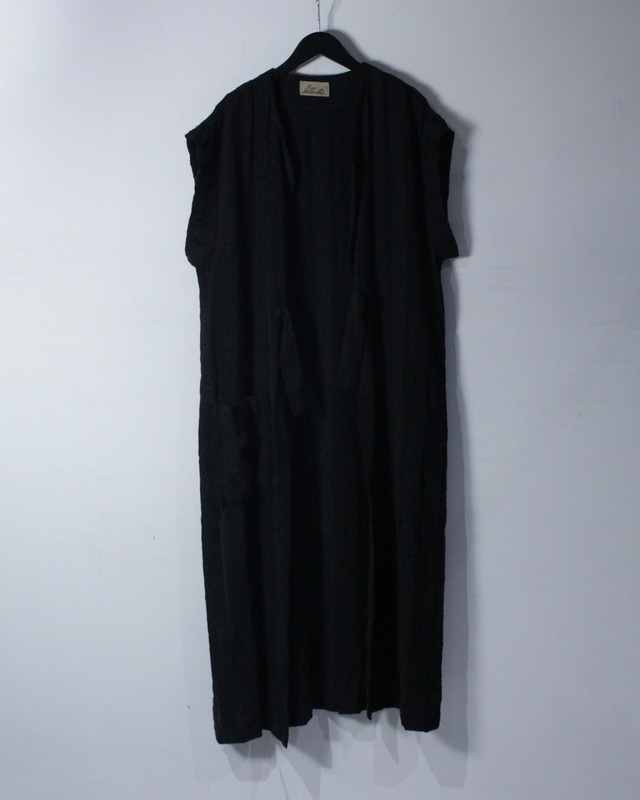 【Caka BLACK】80's Stripe Pattern Euro Vintage No Sleeve Knit Long Gown
