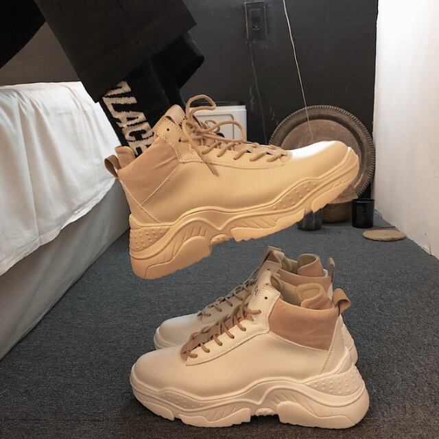 【予約販売】スニーカー ダッド メンズ アグリースニーカー ハイカット 厚底 靴 ブラック ベージュ ホワイト カラフル お洒落 カジュアル ストリート 24cm/24.5cm/25cm/25.5cm/26cm/26.5cm
