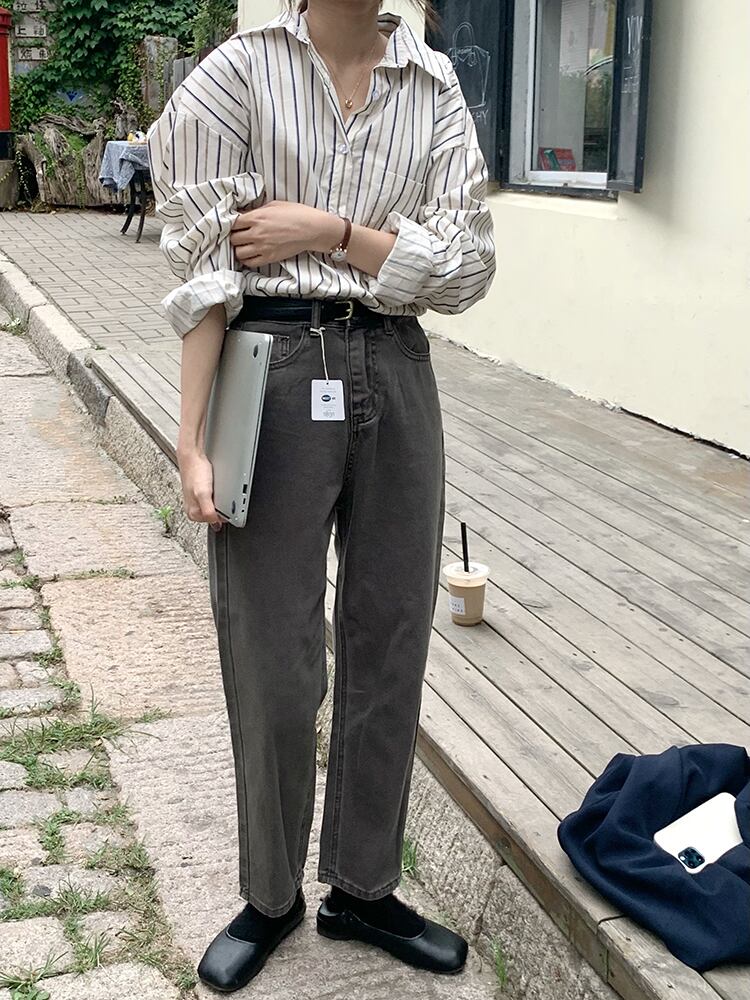 ジーンズ オータムスタイルルーズパンツ ロング 秋物 ビッグFスモールZ韓国8567315743