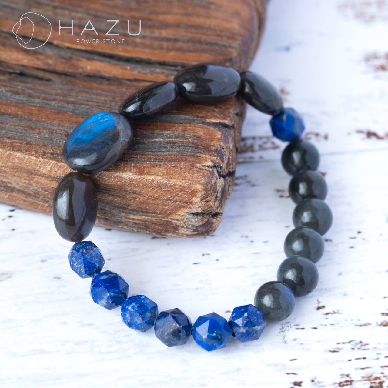 ラピスラズリ ラブラドライト 天然石ブレスレット 大玉 希少