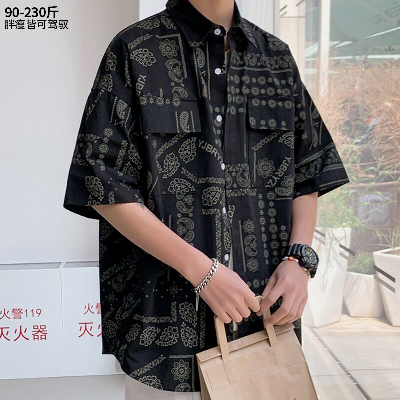 Flowerデザイン シャツ サマールーズトップス ジャケット 大きめサイズ 夏物 フラワーデザイン ヒップホッププラスサイズ88596562883