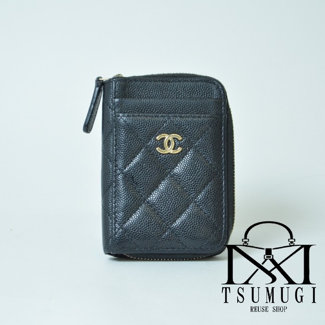 CHANEL シャネル クラシック キャビアスキン ジップ コイン カード フラグメント ケース ブラック AP1650