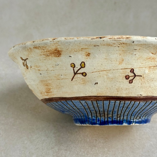 大平 真己　色絵　だえんボウル