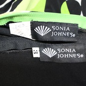 【美品 フラメンコ衣装】グリーン SONIA JOHNES ソニアジョーンズ 上下セット ツーピース ファルダ 緑 黒 ボランテ フリル 黄緑 ブラウス トップス レース 白 ホワイト ダンス用 レディース 発表会 伸縮