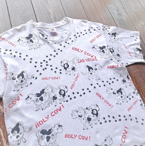 90s〝 HOLY COW  LAS VEGAS 〟Over INK Print T-Shirt Body  FRUITTS OF THE LOOM  Size LARGE