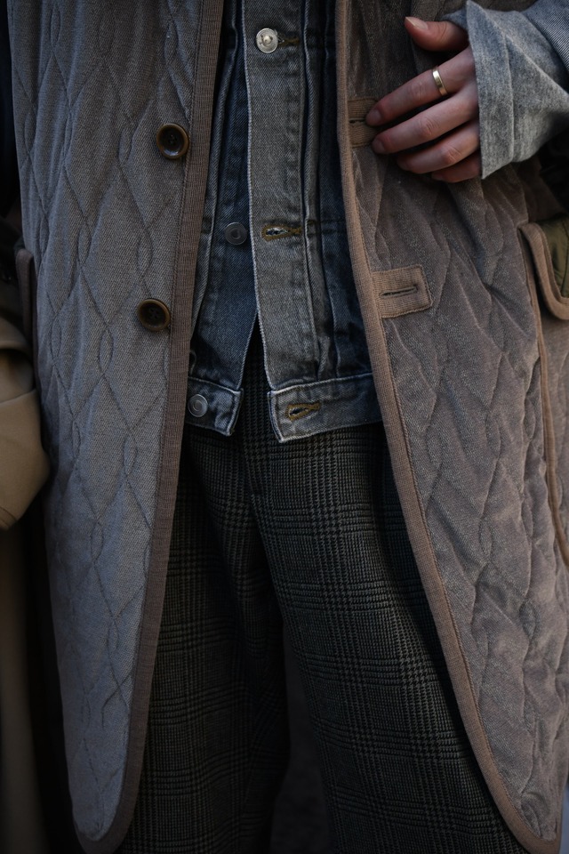 m’s braque / SILk LOFT QUILTING LONG GILET (Mocha × Brown)