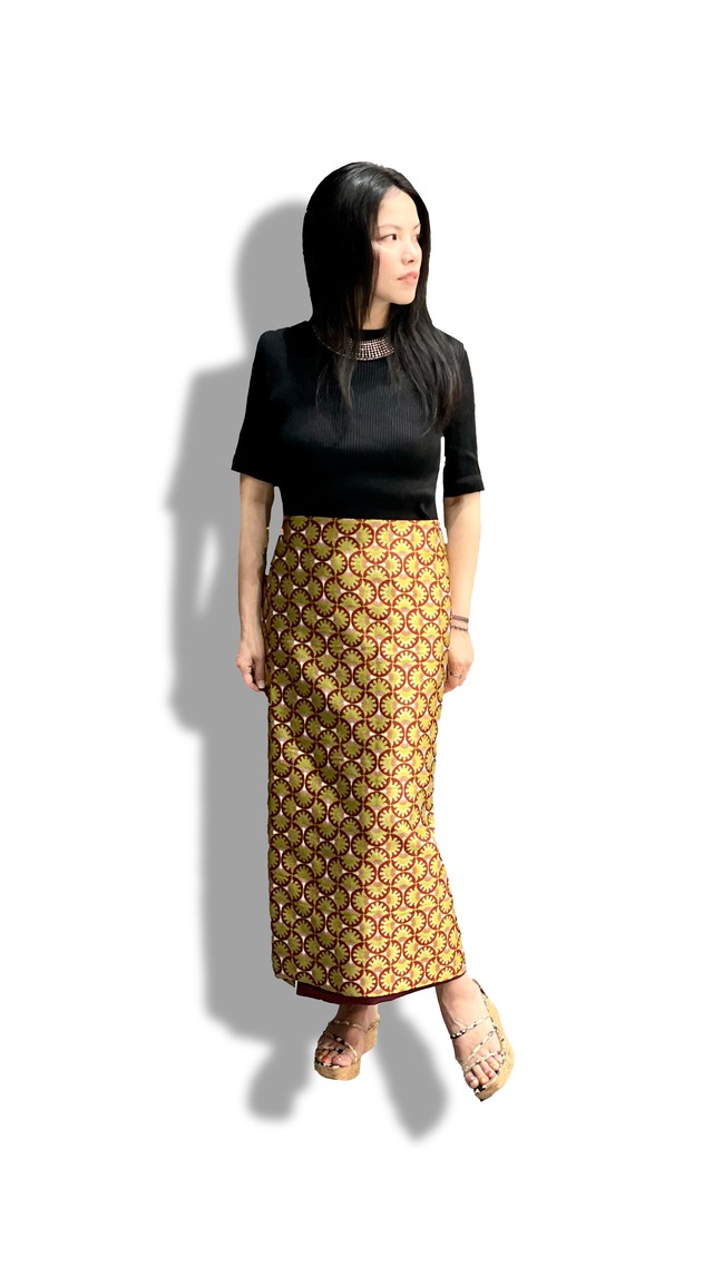 Peal-Kinkakuji Wrap-around skirt