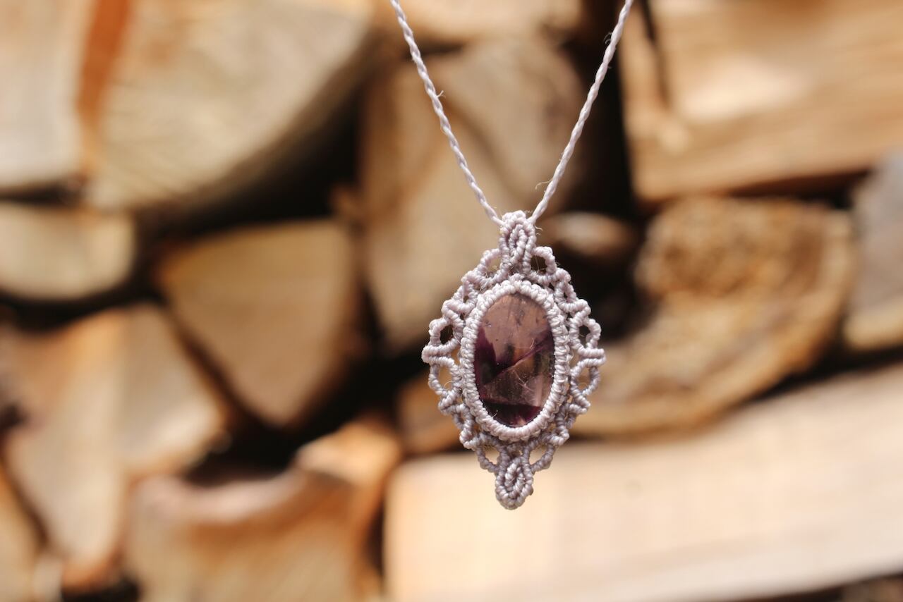 Trapiche amethyst micro macrame design pendant