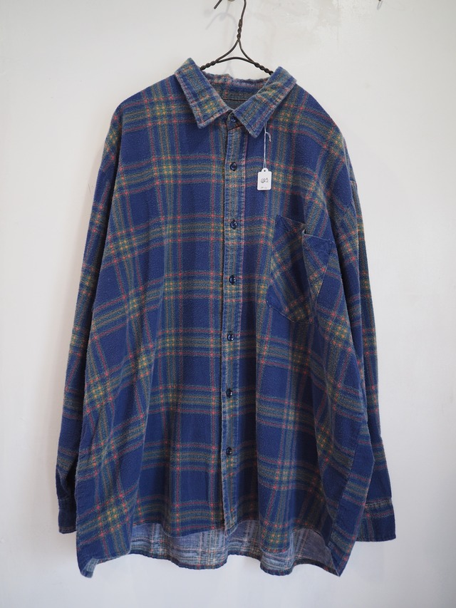 1980’s OPEN TRAINS Plaid Print Flannel Shirt／2X