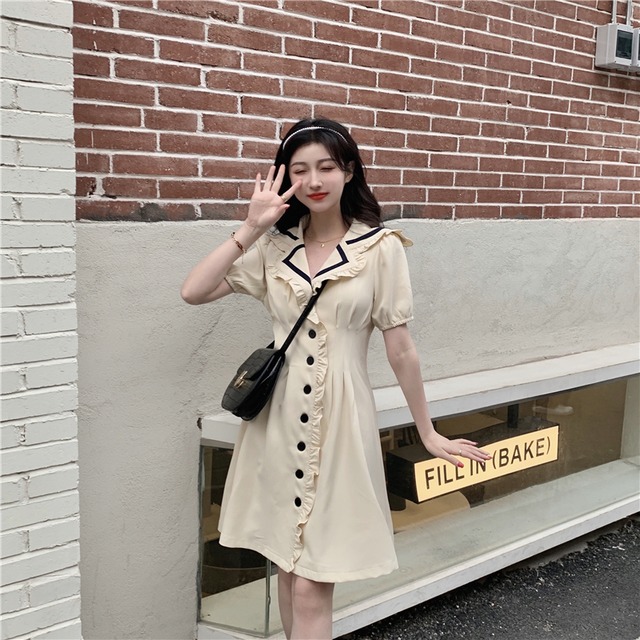 ネイビーカラードレス サマーウェストAラインスカート 夏物 クレセントシティ76187576077