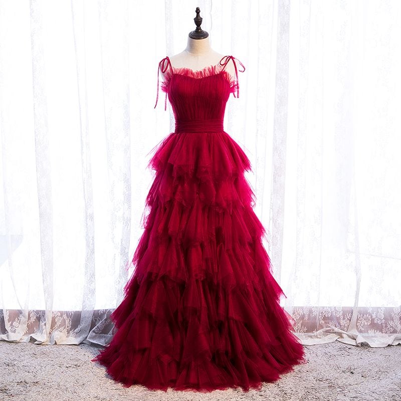 フリルチュールティアードドレス (W359) Dress Production フリル チュール ティアードドレス（W359）
