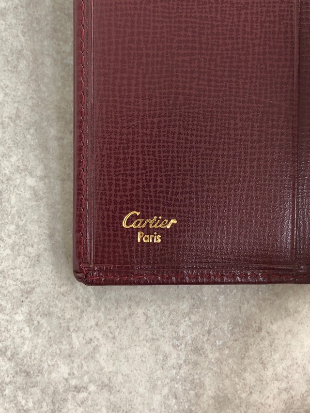 Cartier カルティエ マストライン 財布 ボルドー レザー 3つ折り がま口 vintage ヴィンテージ オールド aimae8