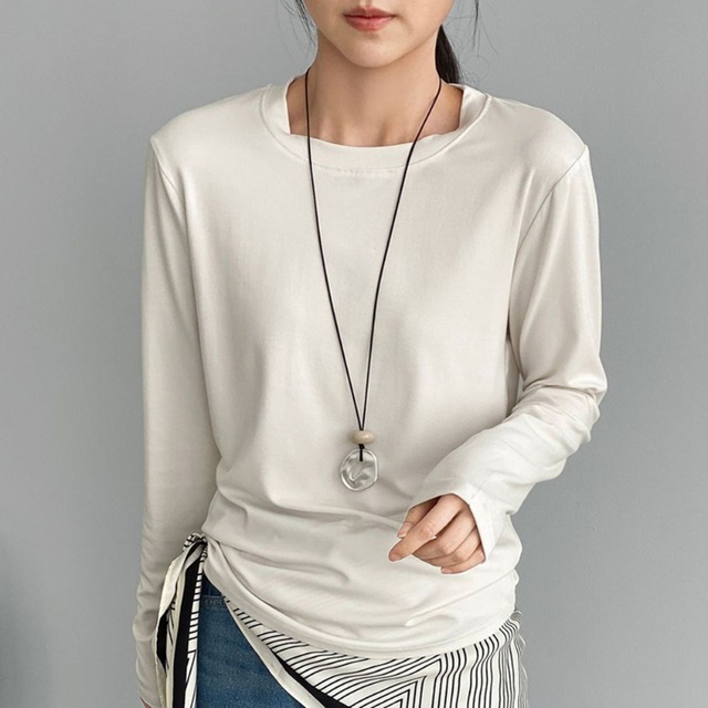 ゆったりフィット ラウンドネック 長袖 カットソー ◆5color　204570