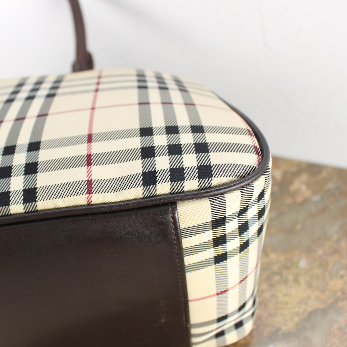 BURBERRY CHECK PATTERNED LOGO BOSTON BAG/バーバリーチェック柄ロゴ 