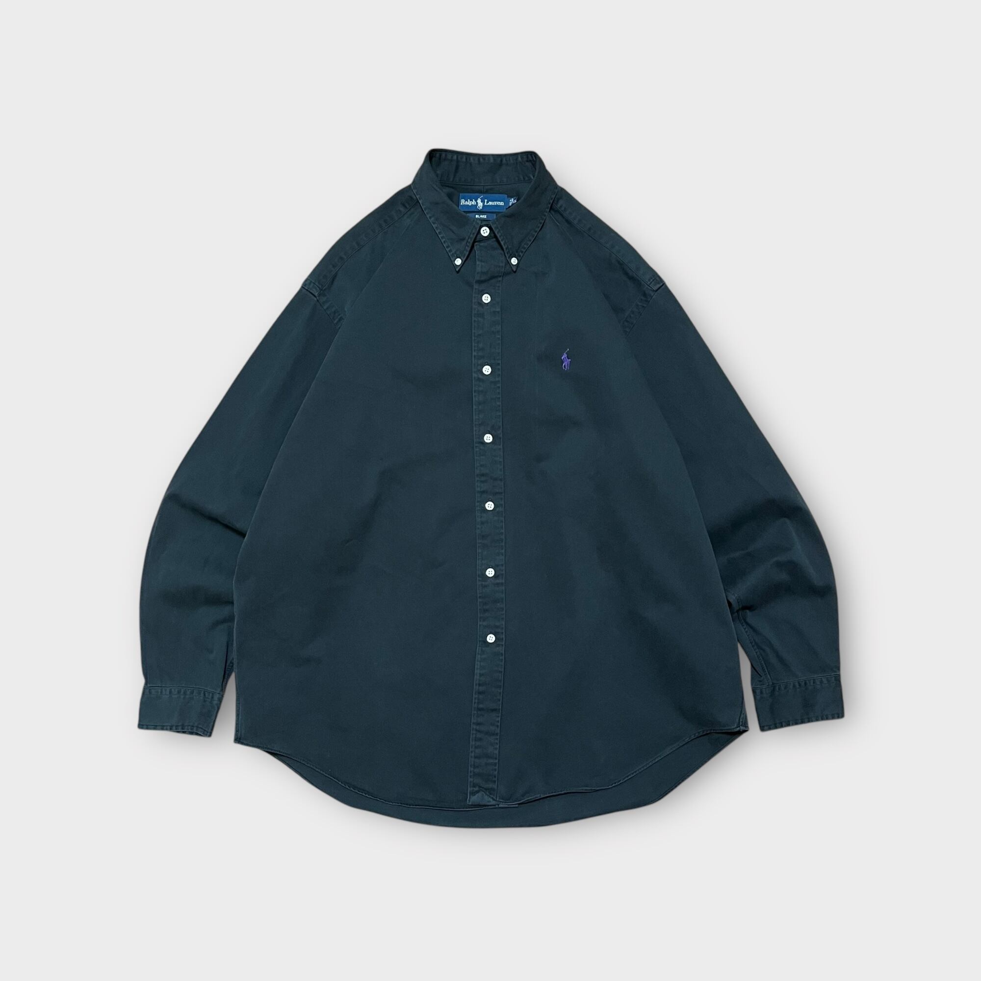 【Ralph Lauren】1990's "BLAKE" コットンツイルボタンダウンシャツ ブラック