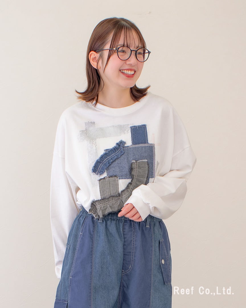 フレームデニムパッチワーク ロンT】 TF-226968 Brand：ミリロピュール
