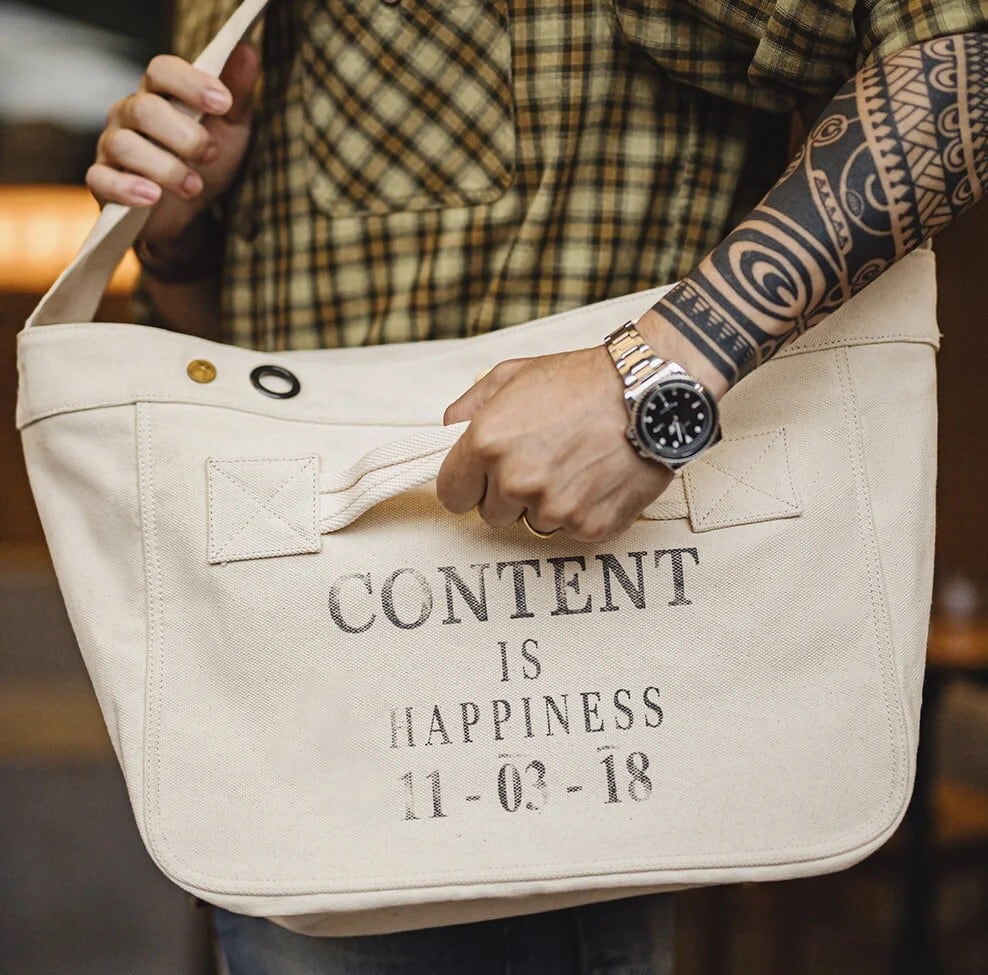 White Canvas Messenger Bag / ホワイト キャンバス メッセンジャー