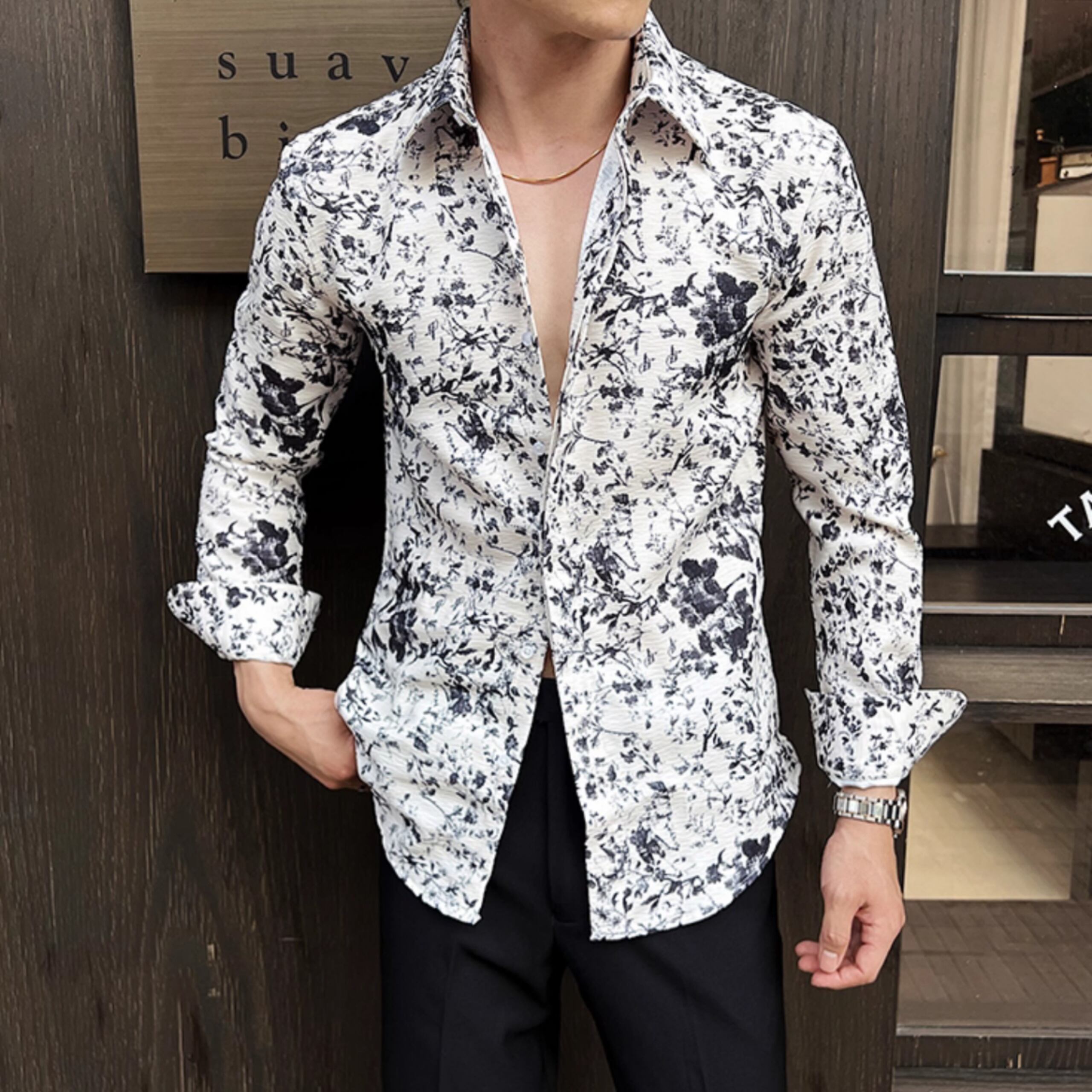 フラワーリーフシャツ M0724