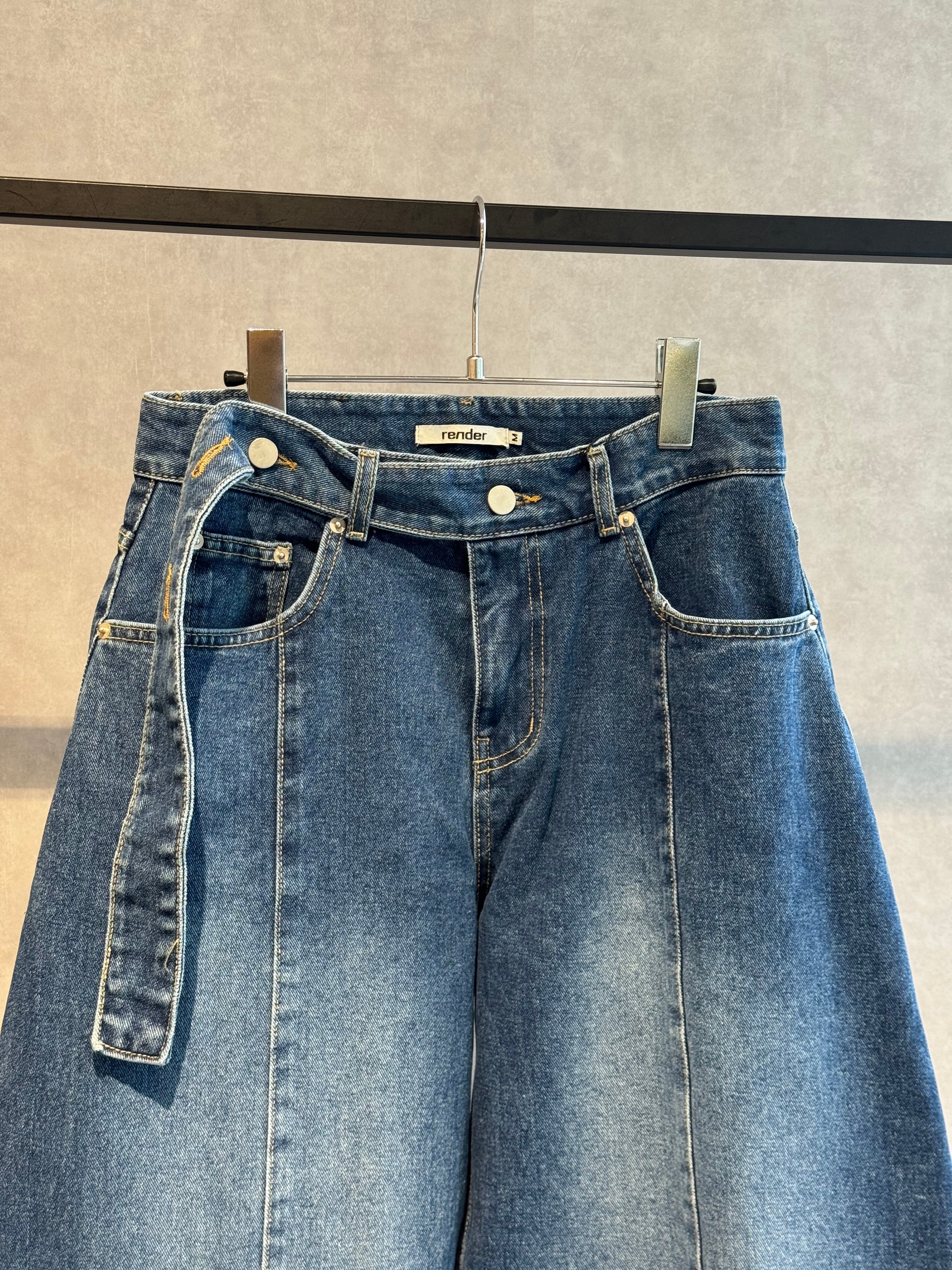 belt design curve denim pants