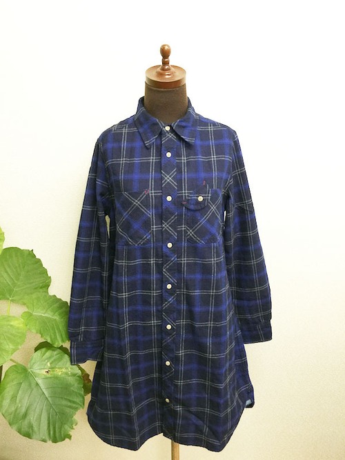 INDIGOネルチェック  ロングシャツ＜レディース＞CFLD-1510LS-25:INDIGOxBLUE ¥8,900⇒¥4,450 SALE!!!