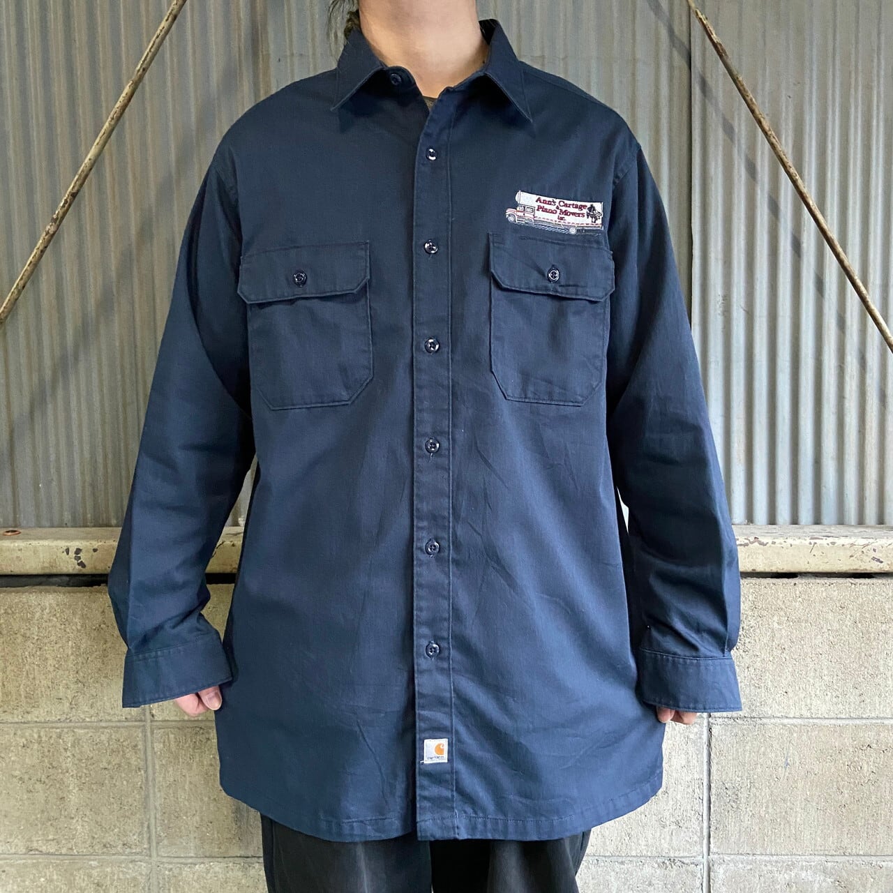 Carhartt カーハート 企業ロゴ刺繍 長袖 ワークシャツ メンズXL
