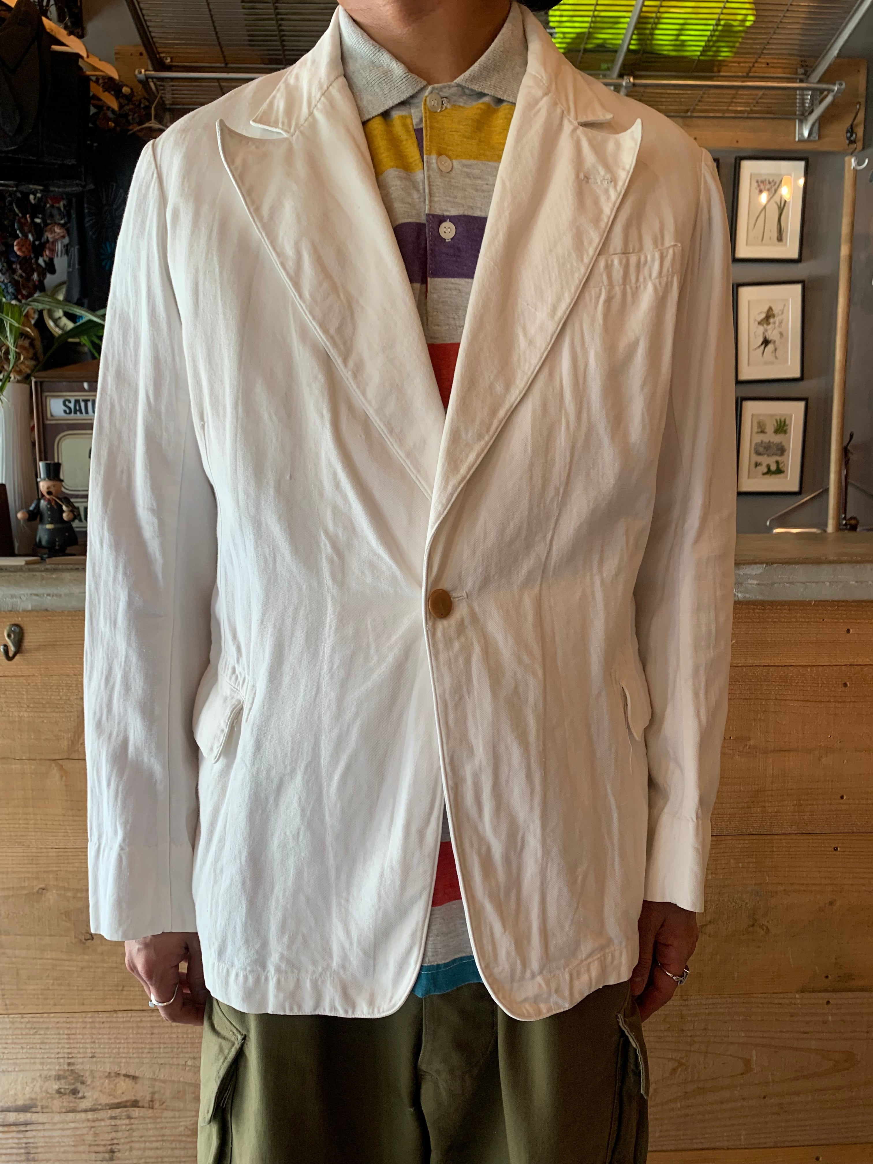 1930S French コットンストライプラペルドワークジャケット 1930S French コットンストライプラペルドワークジャケット 1930's