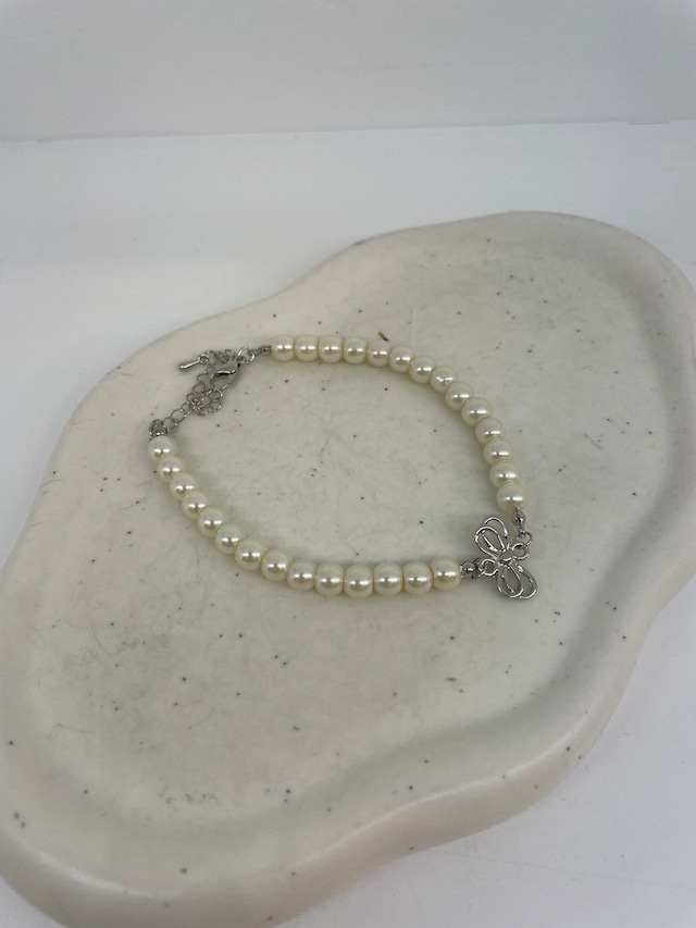 《即納》pearl ribbon bracelet