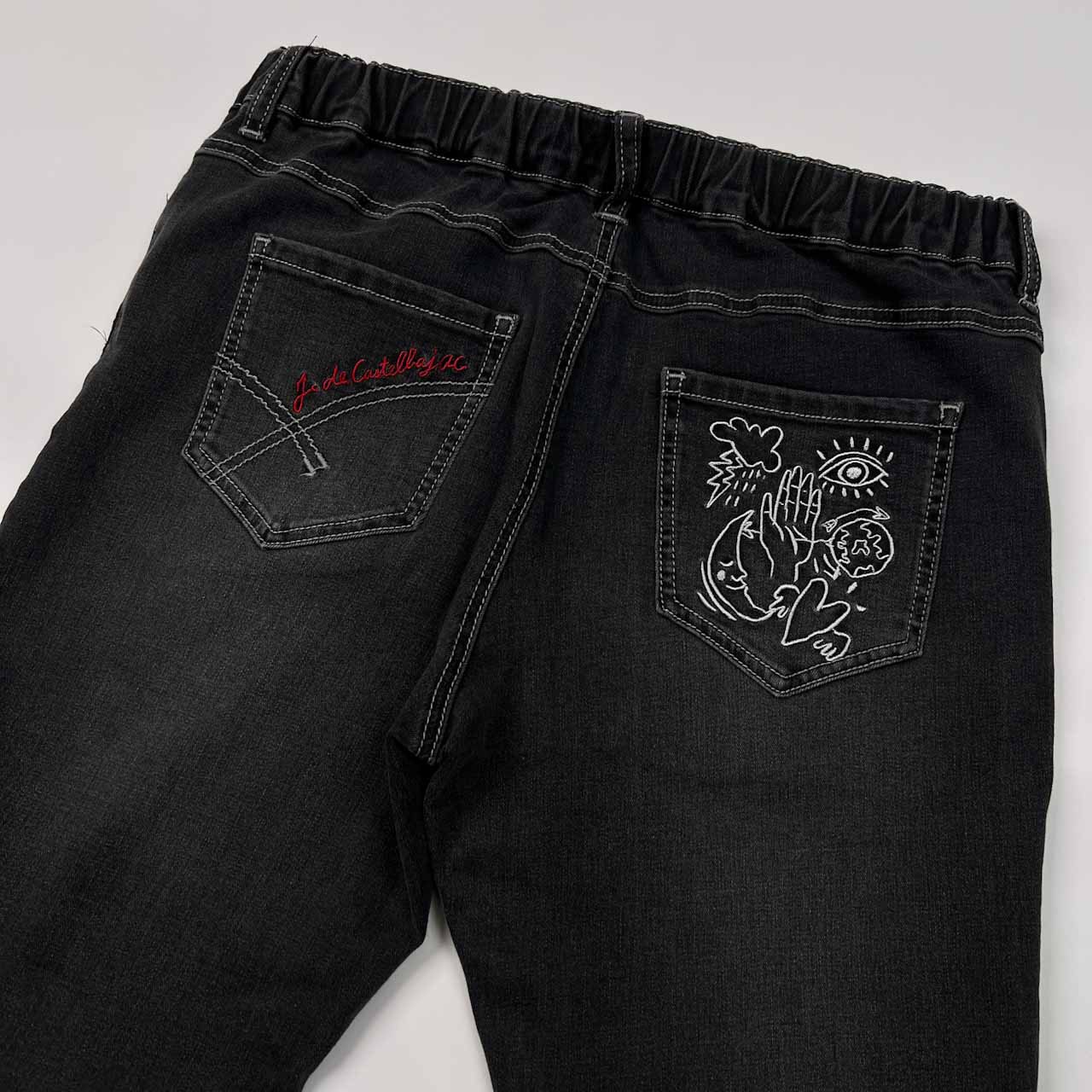 CASTELBAJAC カステルバジャック イージー ブラックデニム パンツ ボトムス 42 /レディース