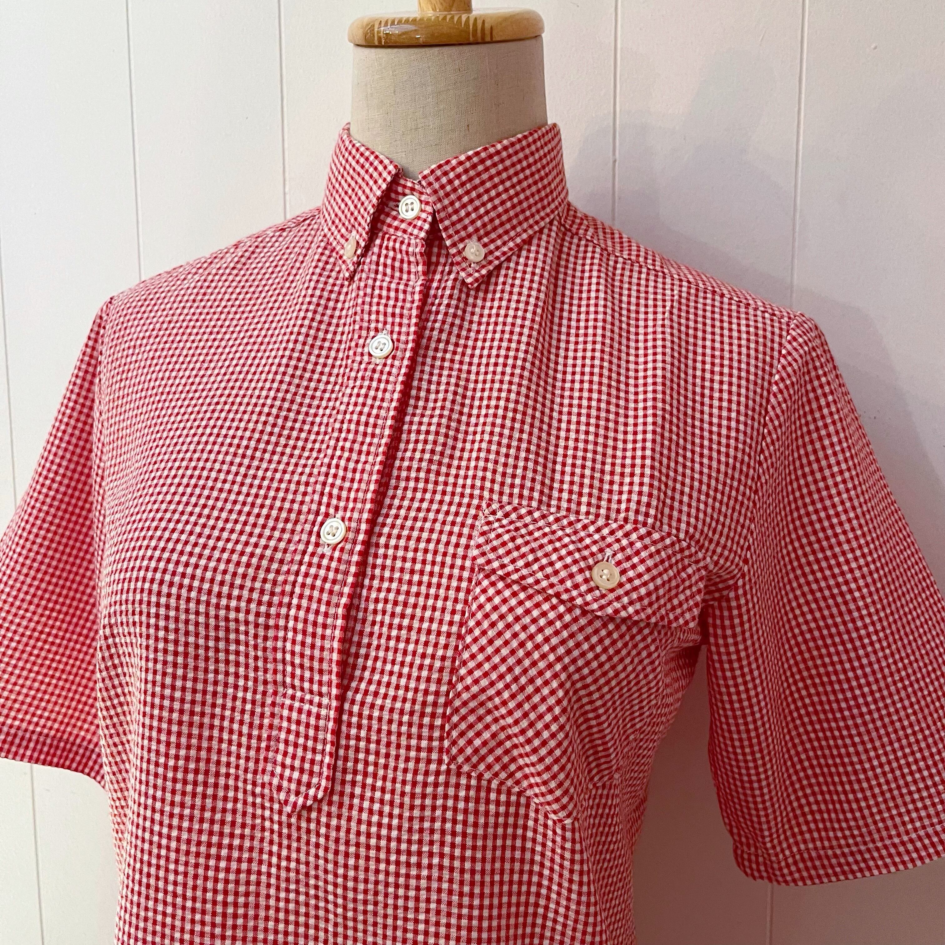 red gingham check shirt