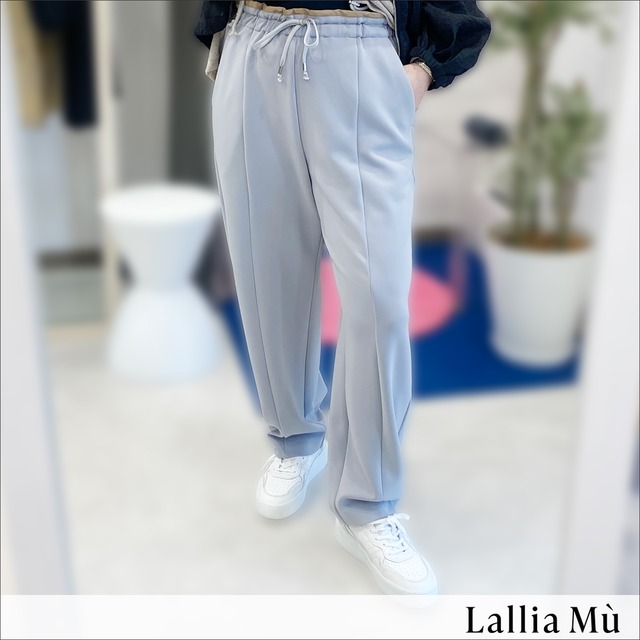 Lallia Mu (ラリアムー) スムースポンチカーブパンツ 2611741 smoke blue/black/