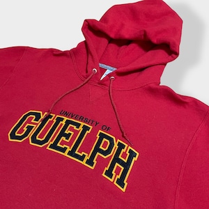 【Russell】カレッジ カナダ ゲルフ大学 University of Guelph 刺繍ロゴ パーカー スウェット フーディー hoodie L 赤 ラッセル us古着