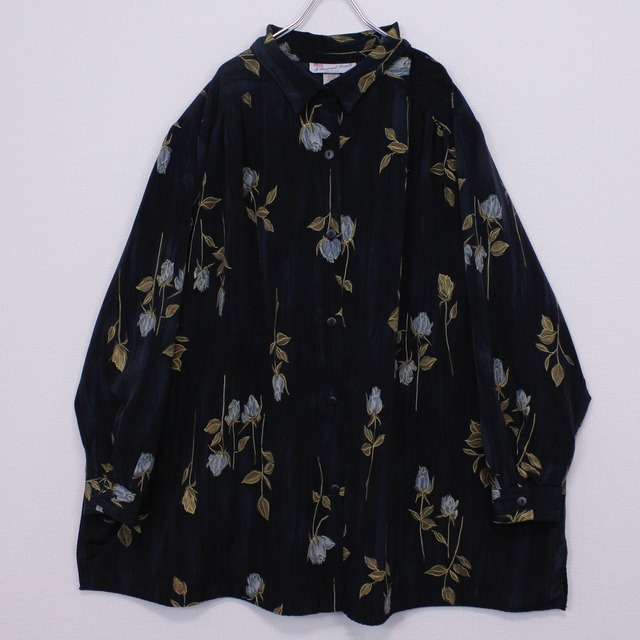 【Caka act2】Beautiful Flower Total Pattern Loose L/S Shirt