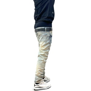 high street damage paisley denim【ES002】