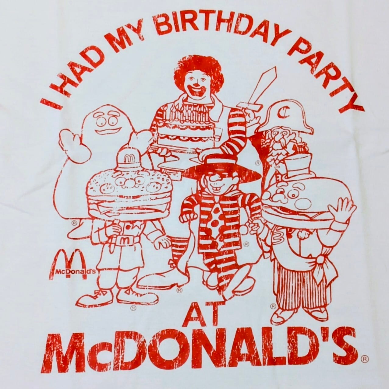 【 McDonald's ( マクドナルド )】『 I HAD MY BIRTHDAY PARTY 』Tシャツ / ロナルド・マクドナルド / ドナルド〚アメリカン雑貨 アメトイ〛