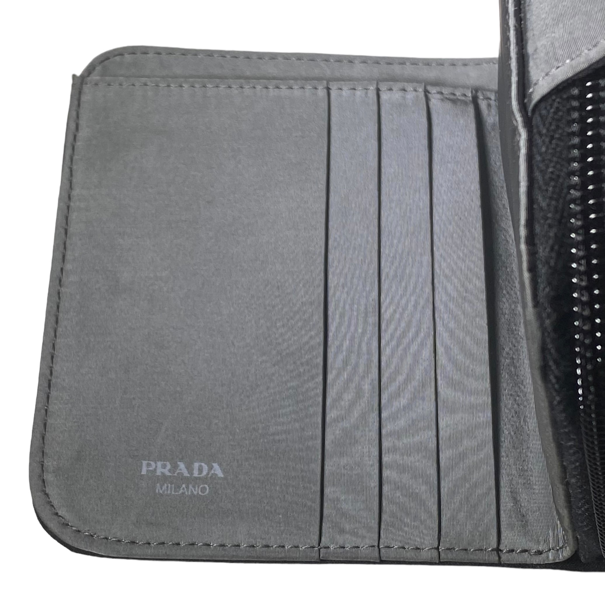 PRADA black technical fabric compact wallet | NOIR ONLINE