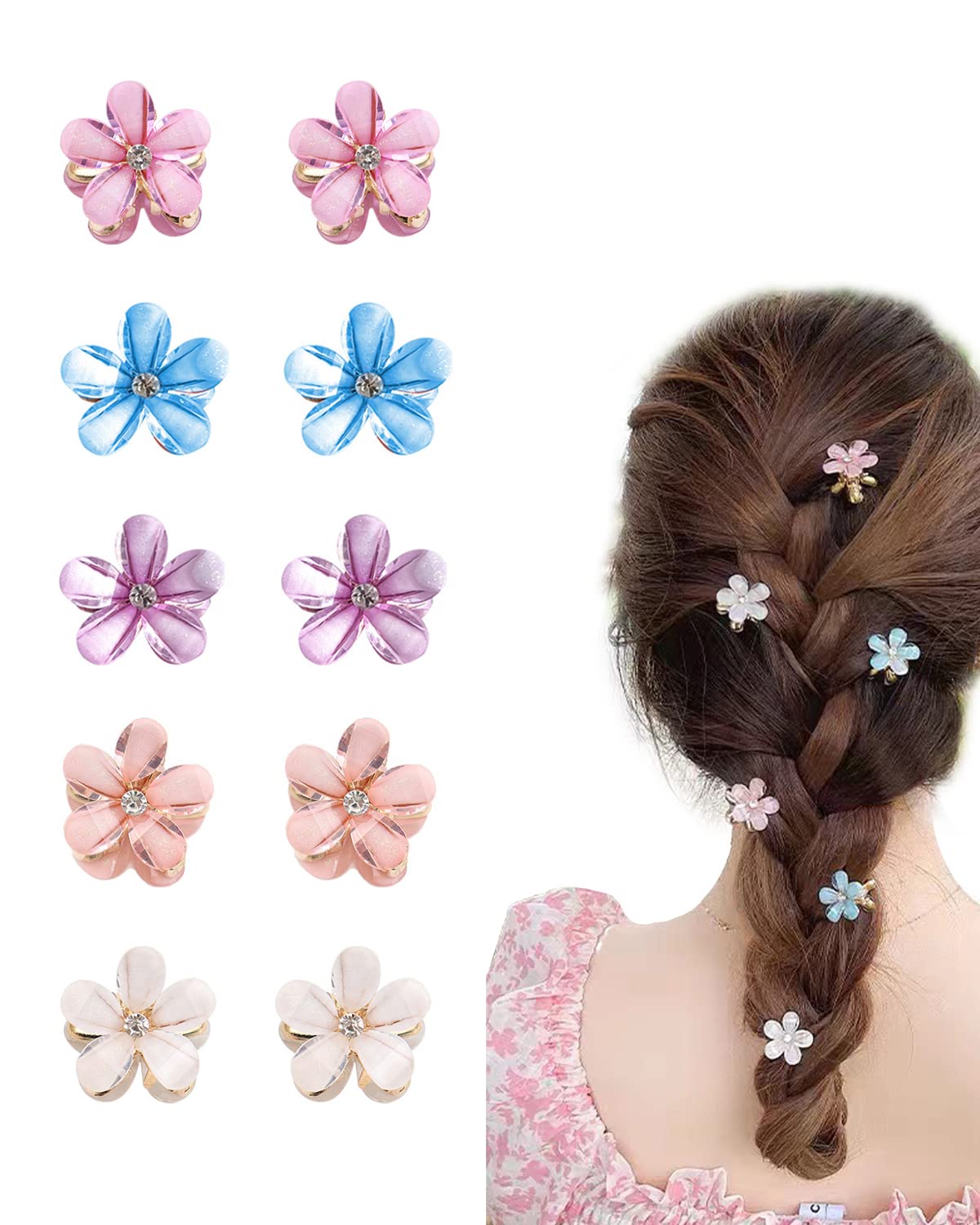 【人気】 ヘアクリップ ミニ 花 前髪クリップ バンスクリップ 可愛い 髪飾り ヘアアクセサリー 髪留め 大人 結婚式 パーティー 誕生日 10個セット