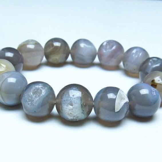 アゲート 笑口ブレスレット 16mm 一点物 メール便可 [M便 1/10] 111-39624