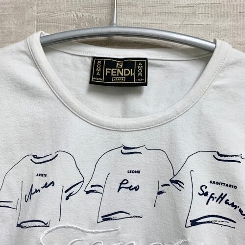 FENDI フェンディ 刺繍Tシャツ 42 ホワイト 【中目黒b12】 | ブランド