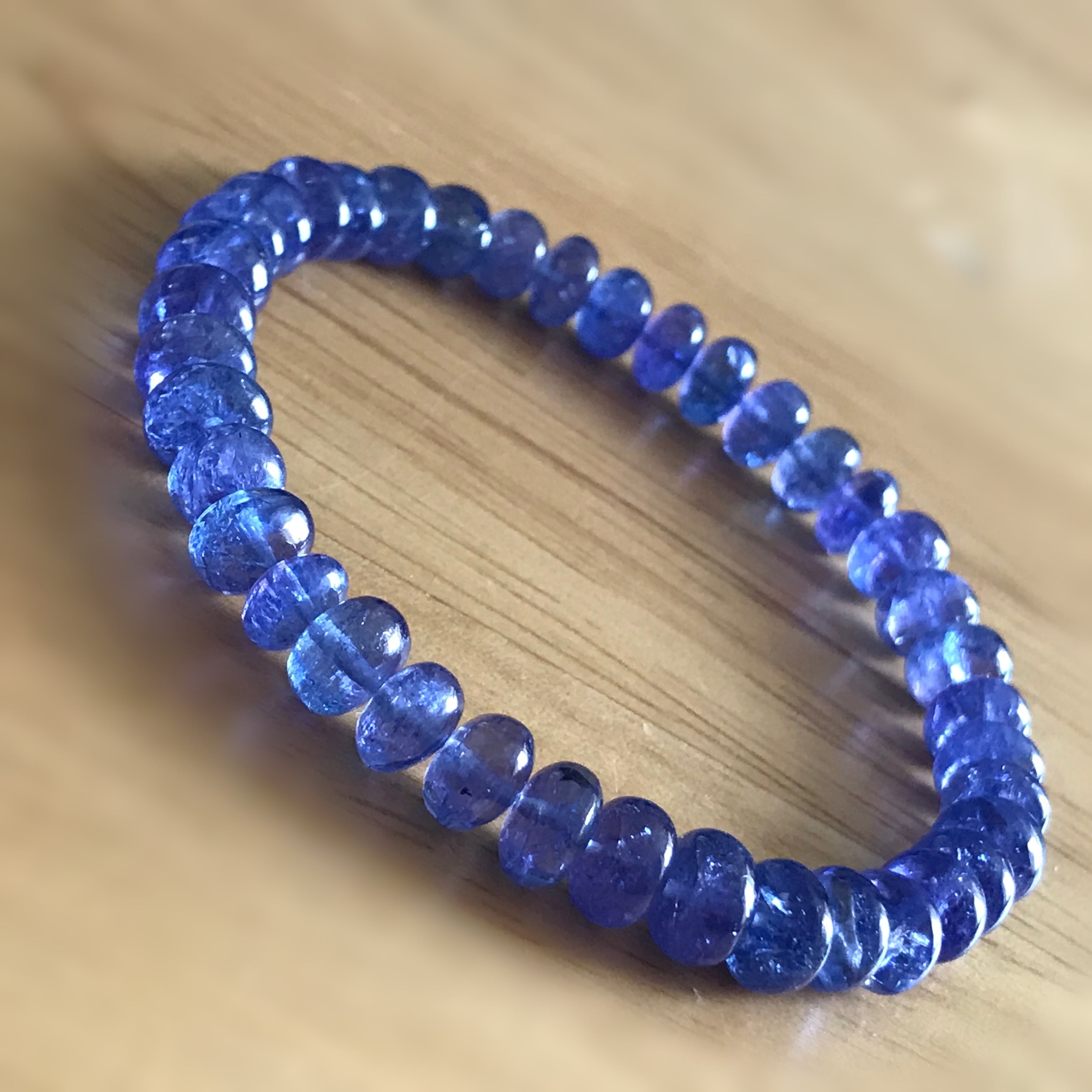 イギリス発送 トップグレード 天然タンザナイト ブレスレット 7mm