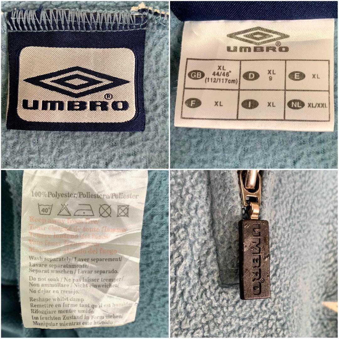 UMBRO 90s ロゴ刺繍 ハーフジップ フリースジャケット くすみブルー