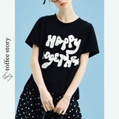 【2color】POPアートが映える♡レタープリントクルーネックTシャツ《i0614》